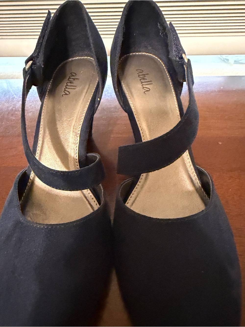 abella Navy Blue Suede-like Mary Jane Heels